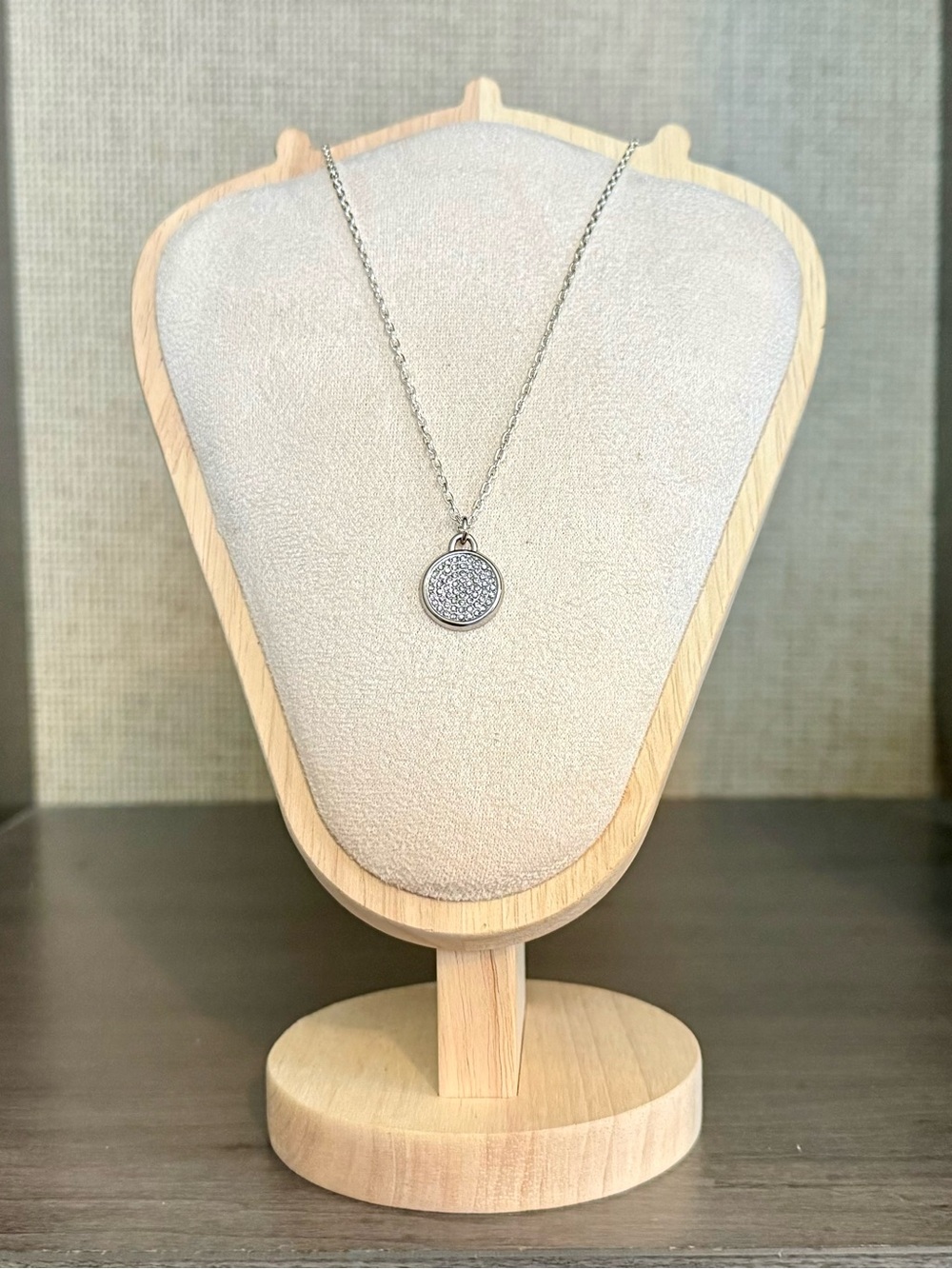 Coach Pave Crystal Pendant Necklace .925 Sterling Silver